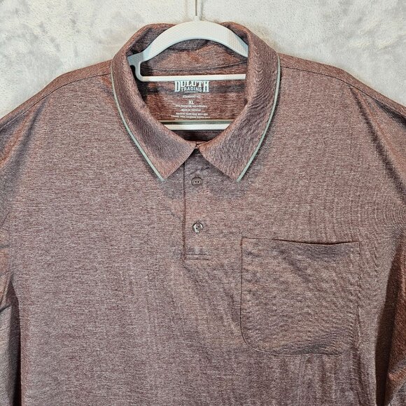 Duluth Trading Co Mens XL Polo Shirt Brown Heather Moisture Wicking golf office - Picture 6 of 13